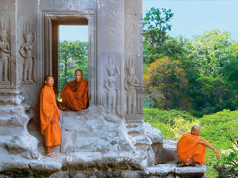 Begegnung mit buddhistischen Mönchen auf der Kambodscha Reise