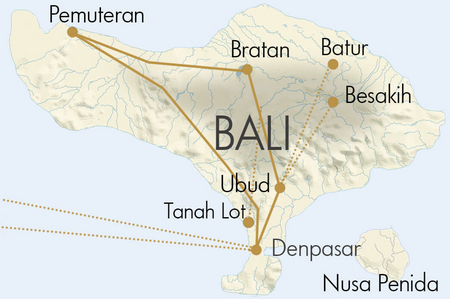 Karte Bali Rundreise von Lotus Reisen
