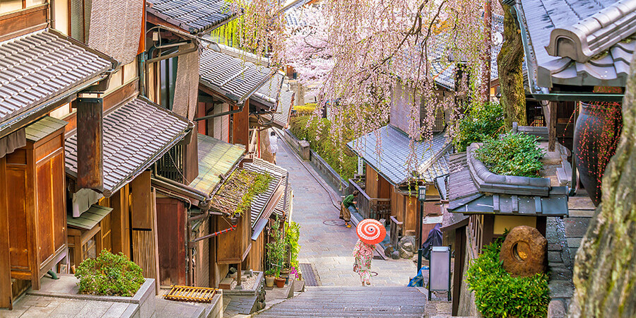 Geisha Viertel Gion: eine der beliebten Sehenswürdigkeiten von Kyoto