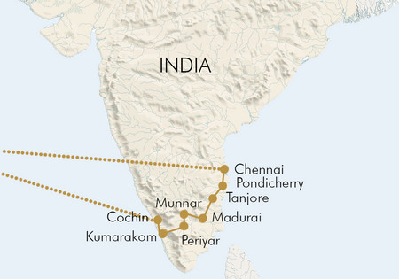 Reiseroute Südindien Rundreise
