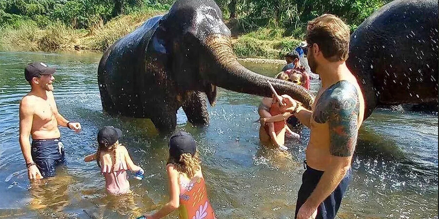 Ein Erlebnis auf der Südthailand Rundreise: Baden mit den Elefanten in Khao Sok