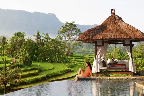 Blick auf die Reisterrassen von Bali