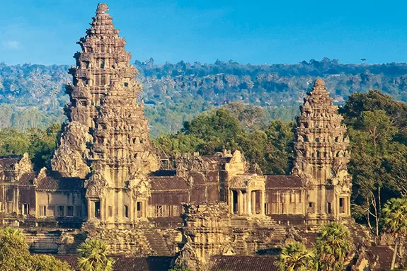 BLick auf die Tempelanlagen von Angkor bei Siem Reap, Kambodscha