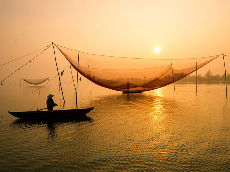 Fischer im Mekong-Delta im Süden Vietnams