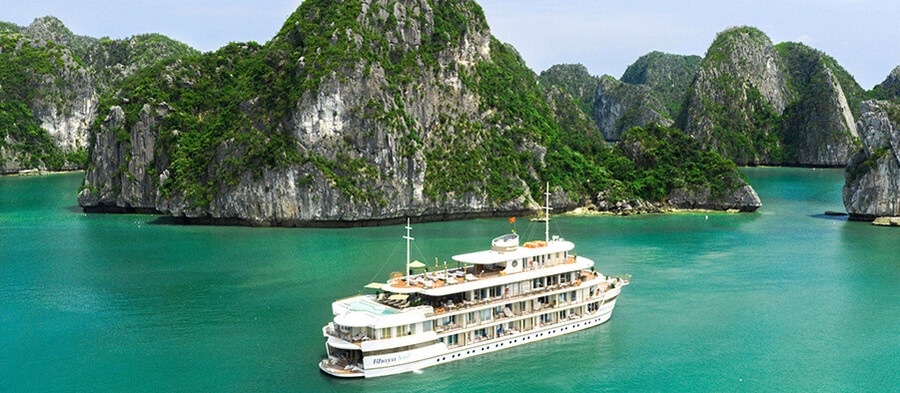 Das Boutique Schiff Bhaya Soul mit nur 20 Kabinen für Kreuzfahrt in der Halong Bucht
