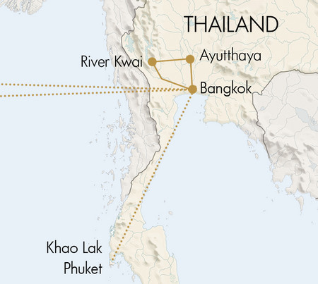 Karte der Rundreise Im Herzen von Thailand