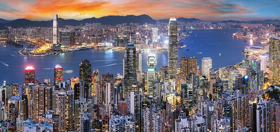 Faszinierende Weltstadt Hongkong mit ihrer unvergleichlichen Silhouette