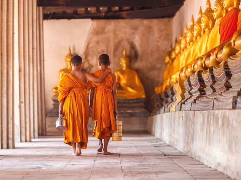 Mönche im Tempel in Siem Reap Kambodscha