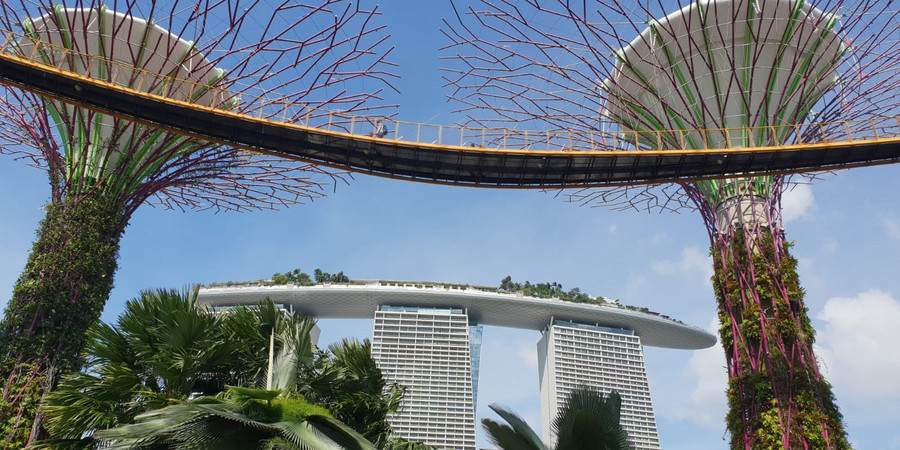 Singapores Sehenswürdigkeiten wie das Marina Bay Sands und die Gardens by the Bay