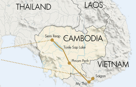Karte Mekong Laos - Vietnam