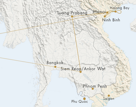Karte Rundreise Best of Indochina